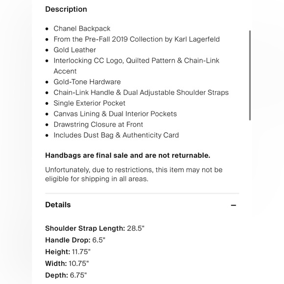 ❌SOLD!!❌ RARE! Chanel Croc Embossed Gold Backpack - Picture 7 of 7